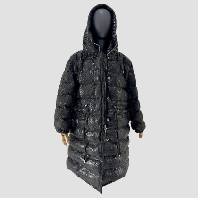 Duck down python leather jacket