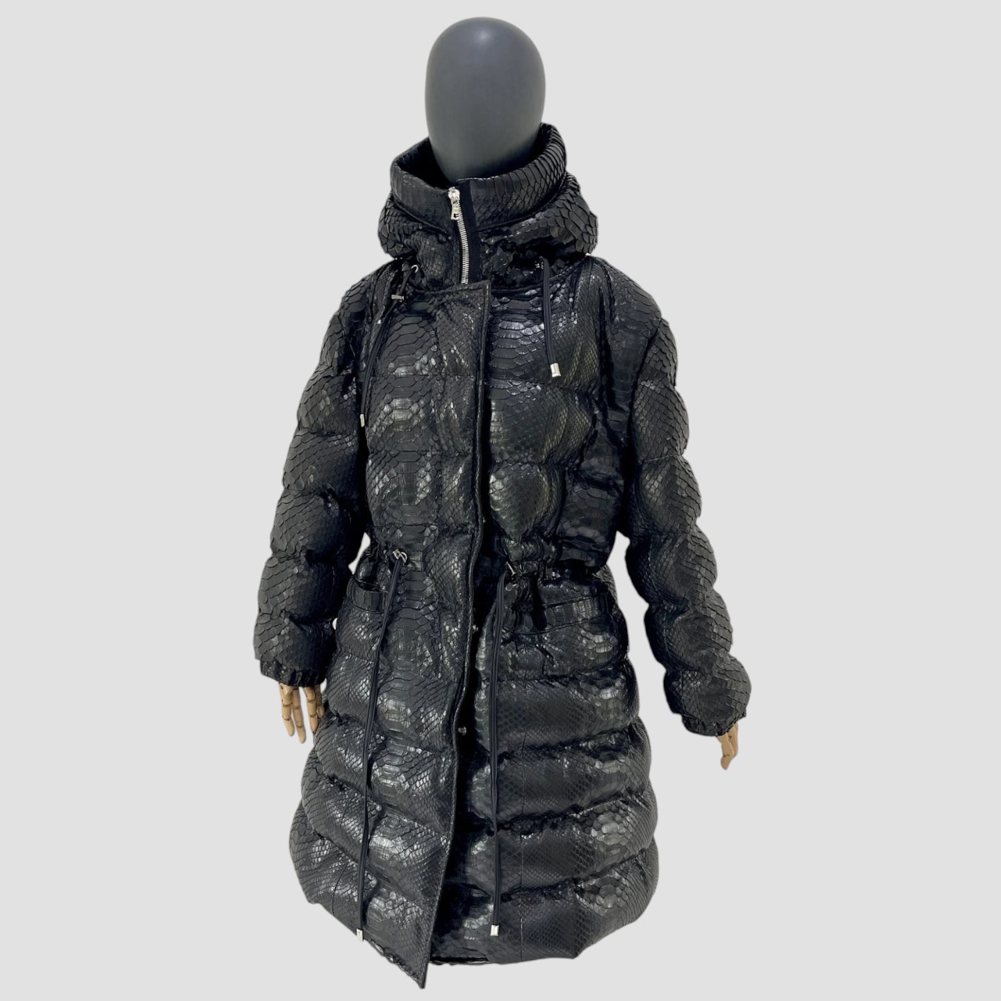 Duck down python leather jacket