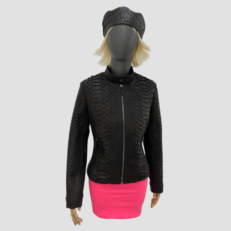 King python leather biker jacket