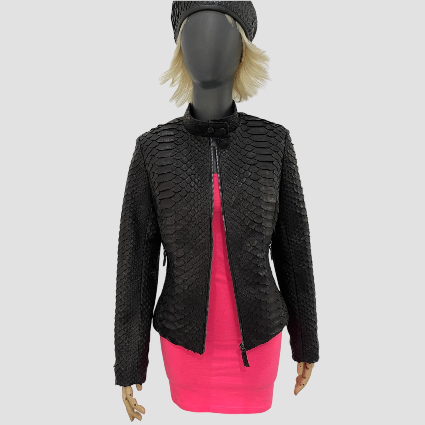 King python leather biker jacket
