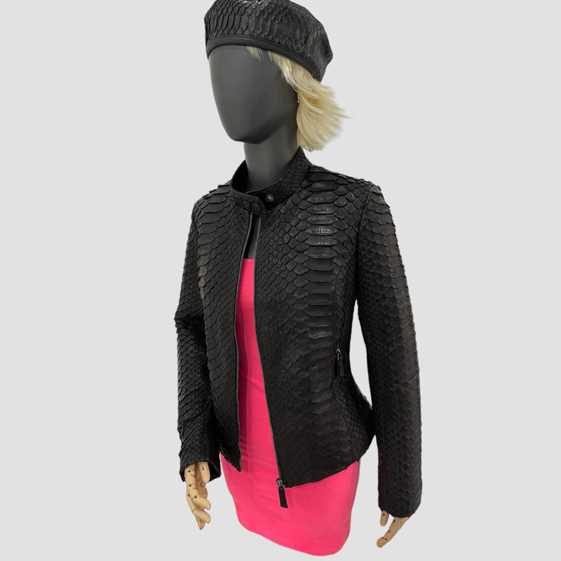 King python leather biker jacket