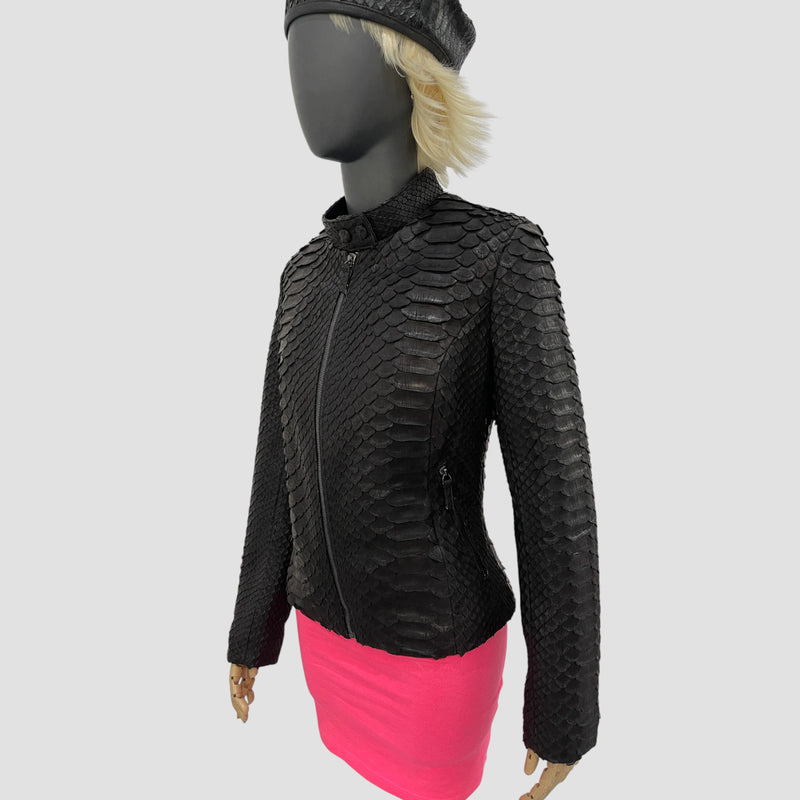 King python leather biker jacket