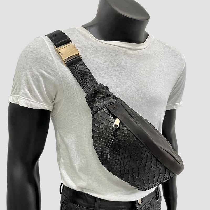 Dragon python leather belt bag