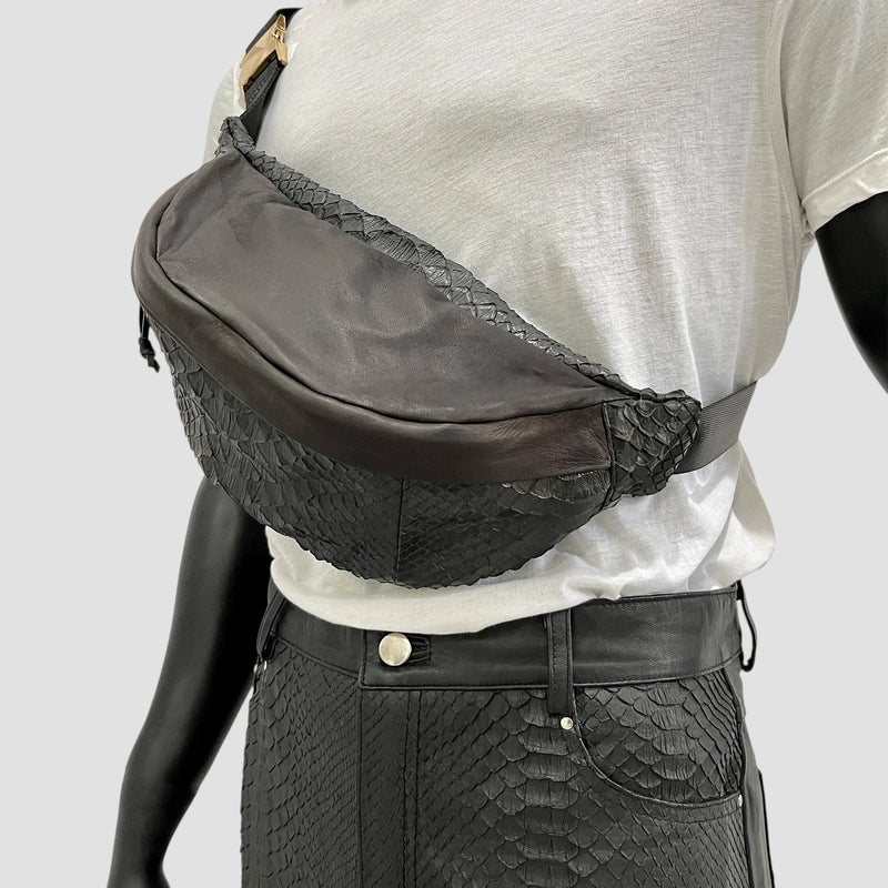 Dragon python leather belt bag