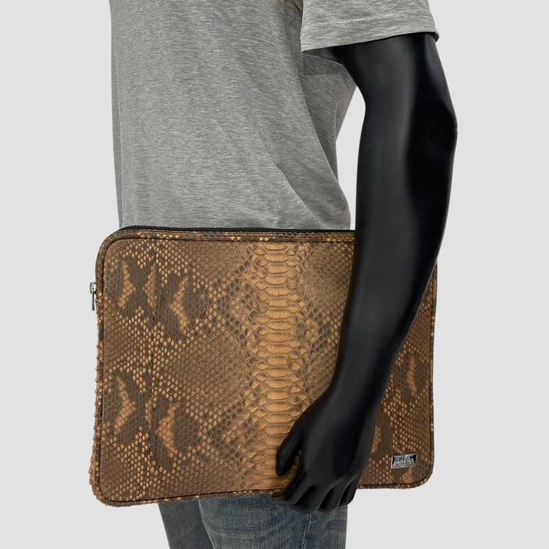 Python leather briefcase