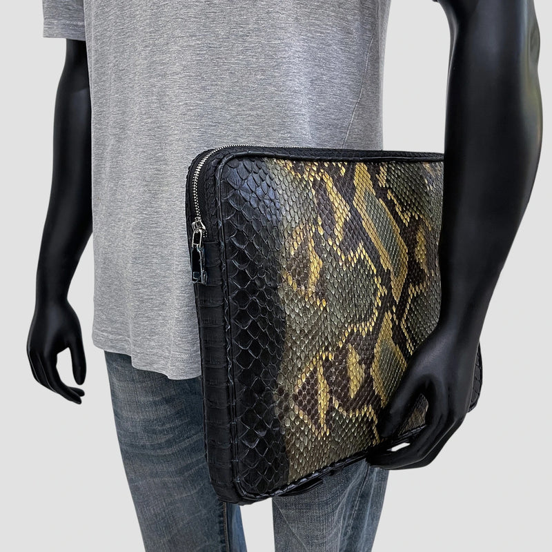 Python leather briefcase