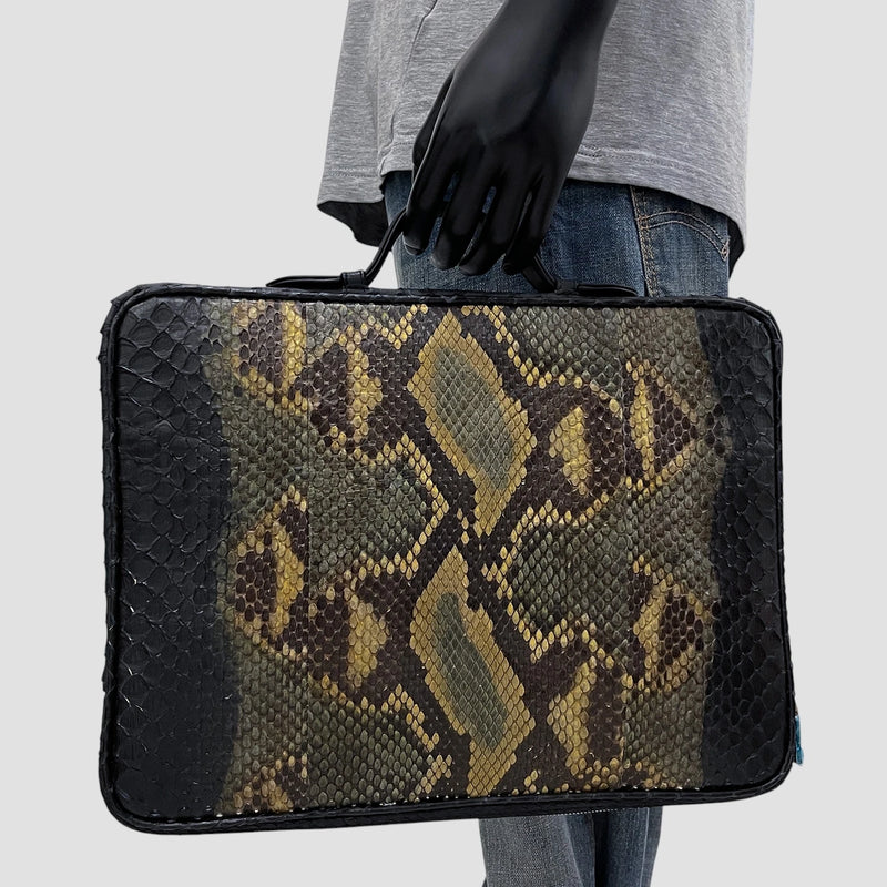 Python leather briefcase