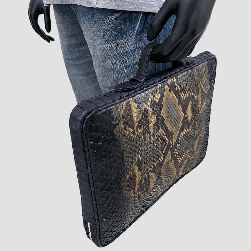 Python leather briefcase