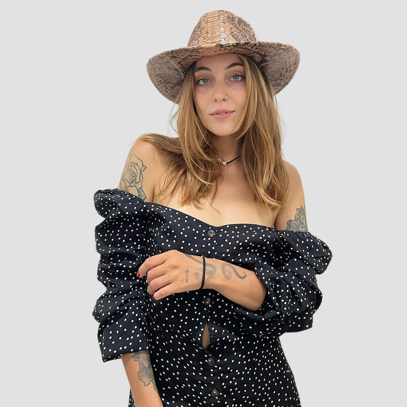 Python leather cowboy hat