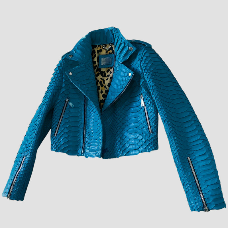 King python leather biker jacket