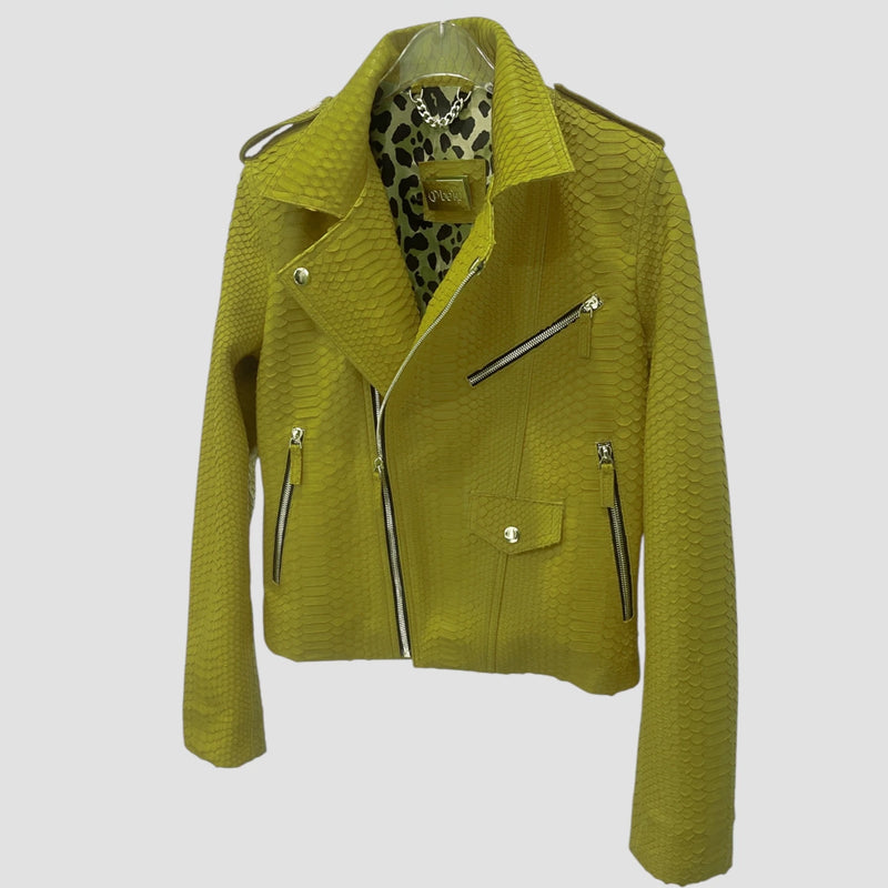 Python leather biker jacket