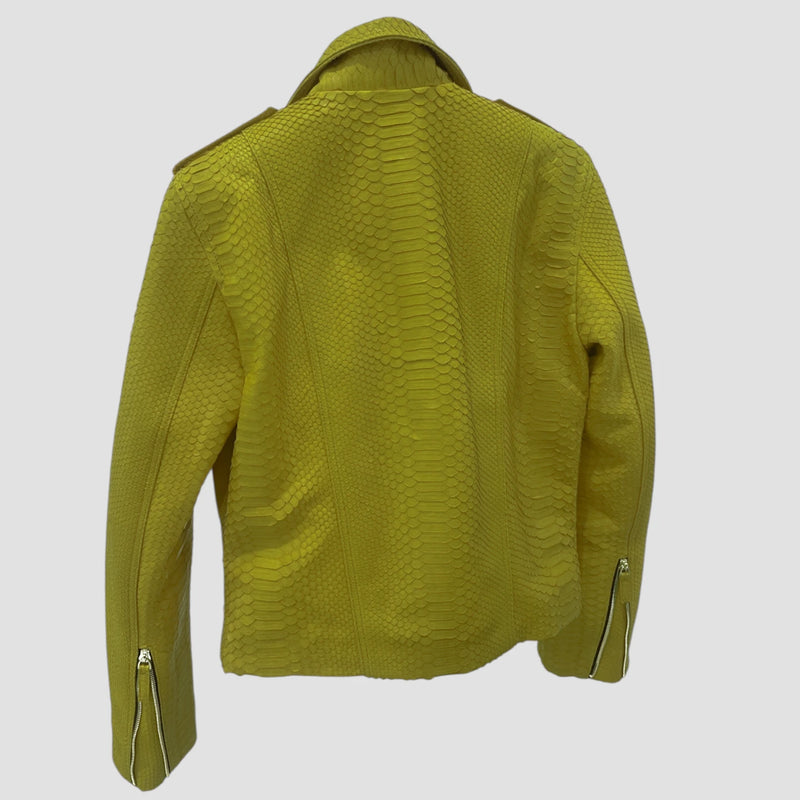 Python leather biker jacket