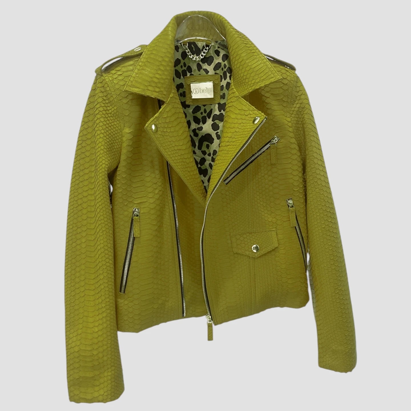 Python leather biker jacket