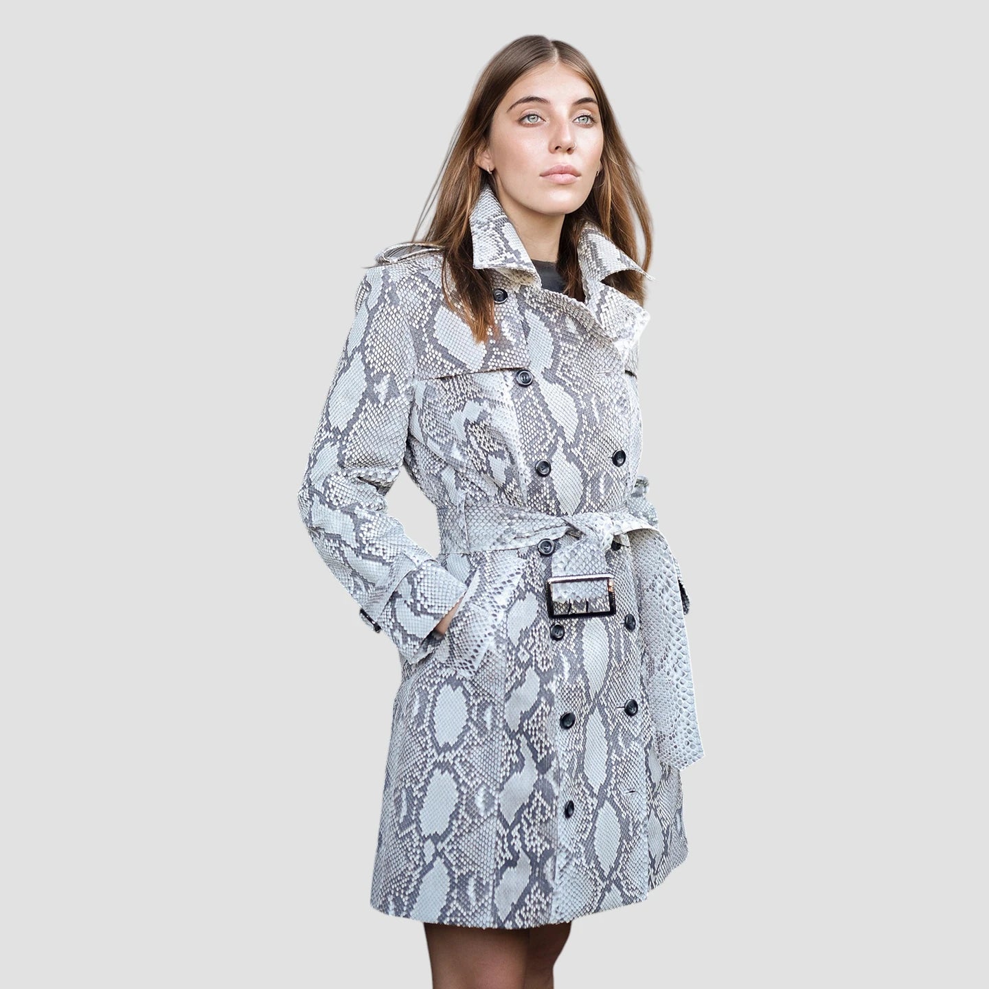Python leather coat