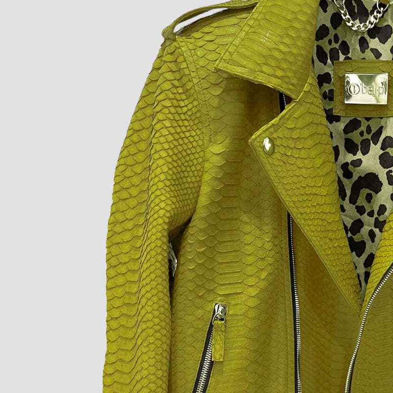 Python leather biker jacket