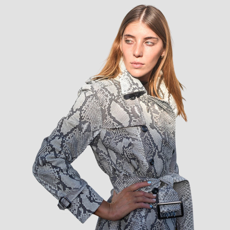 Python leather coat