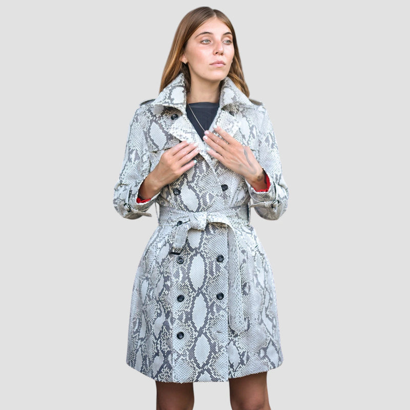 Python leather coat