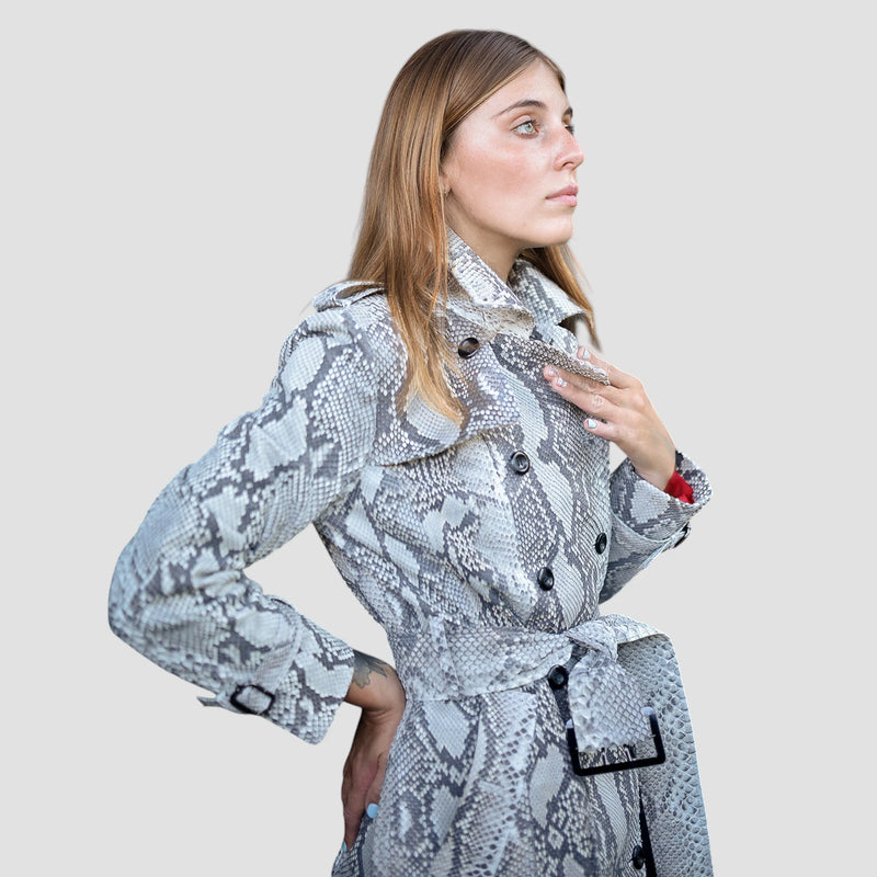 Python leather coat