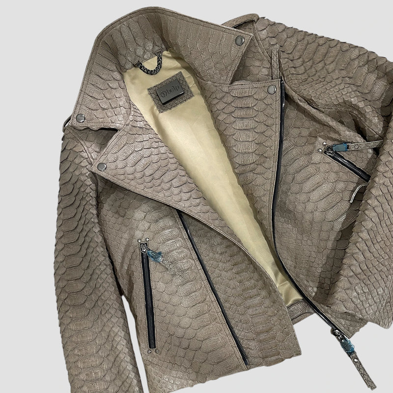 King python leather biker jacket