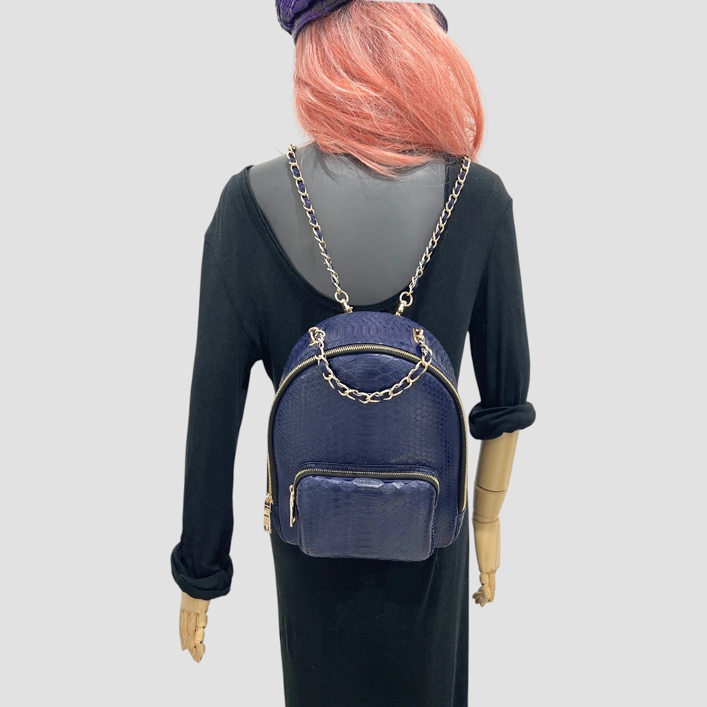 Python leather backpack