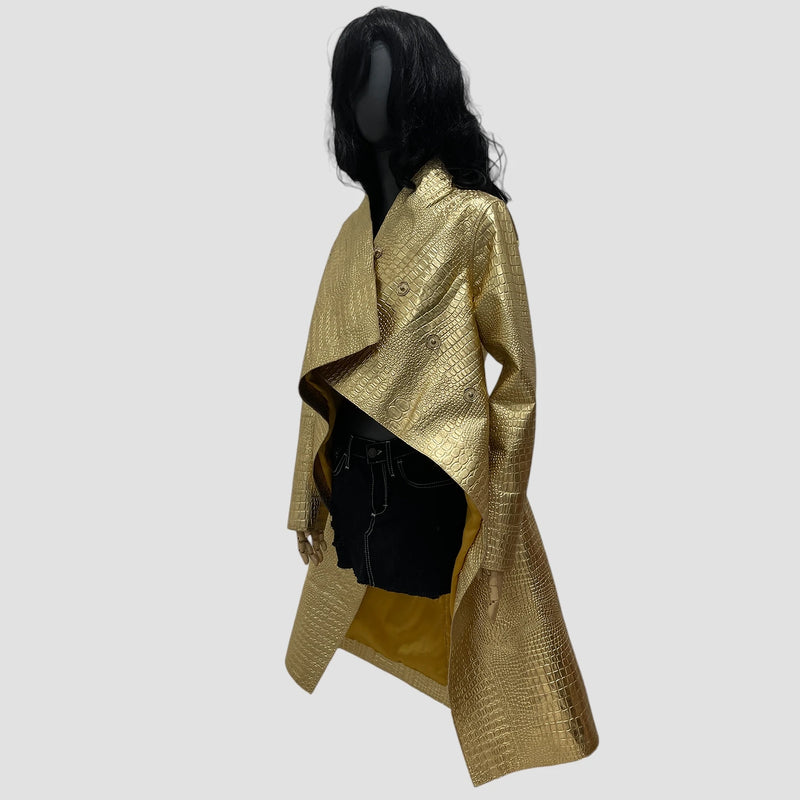 Golden lamb leather coat