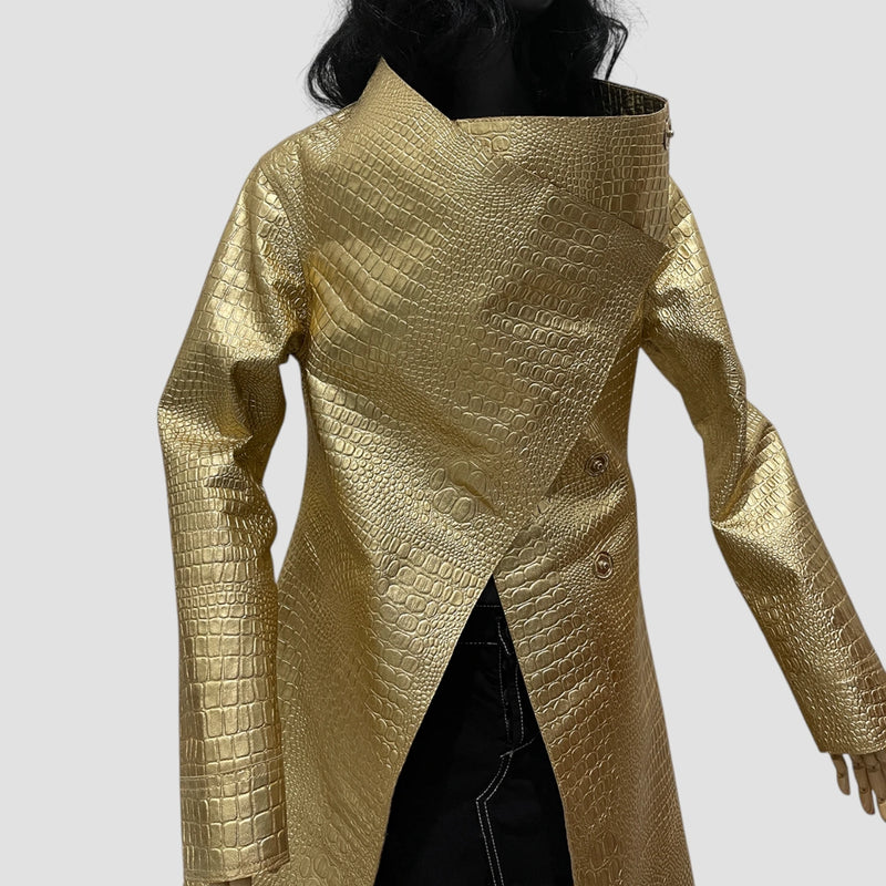 Golden lamb leather coat