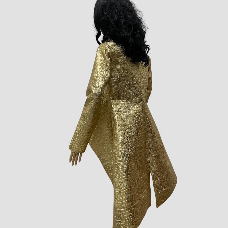 Golden lamb leather coat