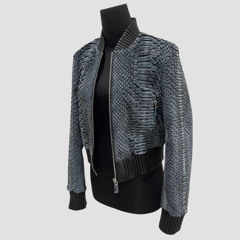 King python leather bomber jacket antique