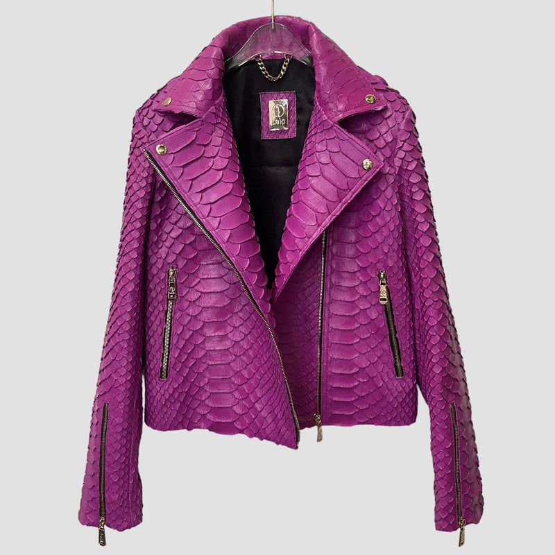 King python leather biker jacket