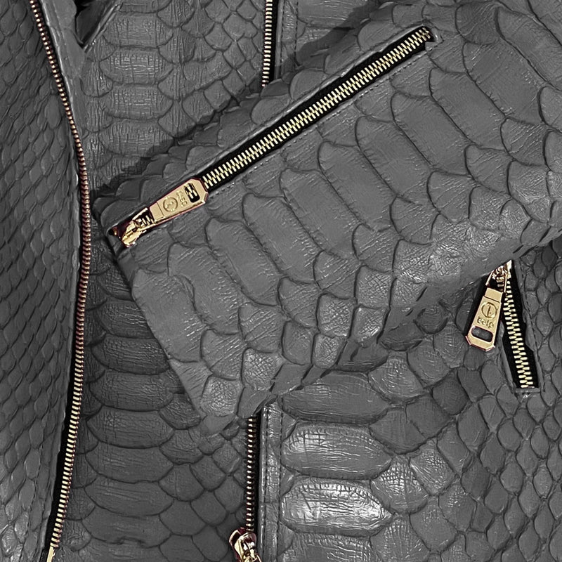 King python leather biker jacket