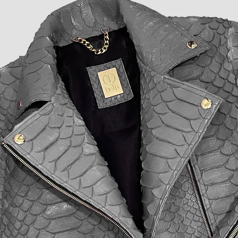 King python leather biker jacket