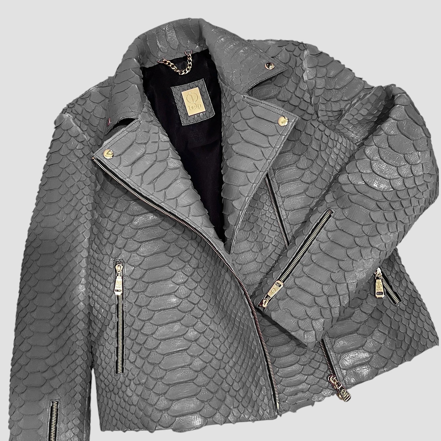 King python leather biker jacket