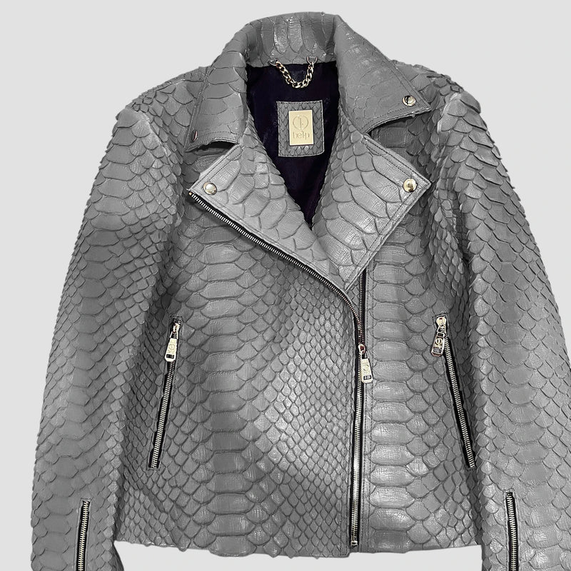 King python leather biker jacket