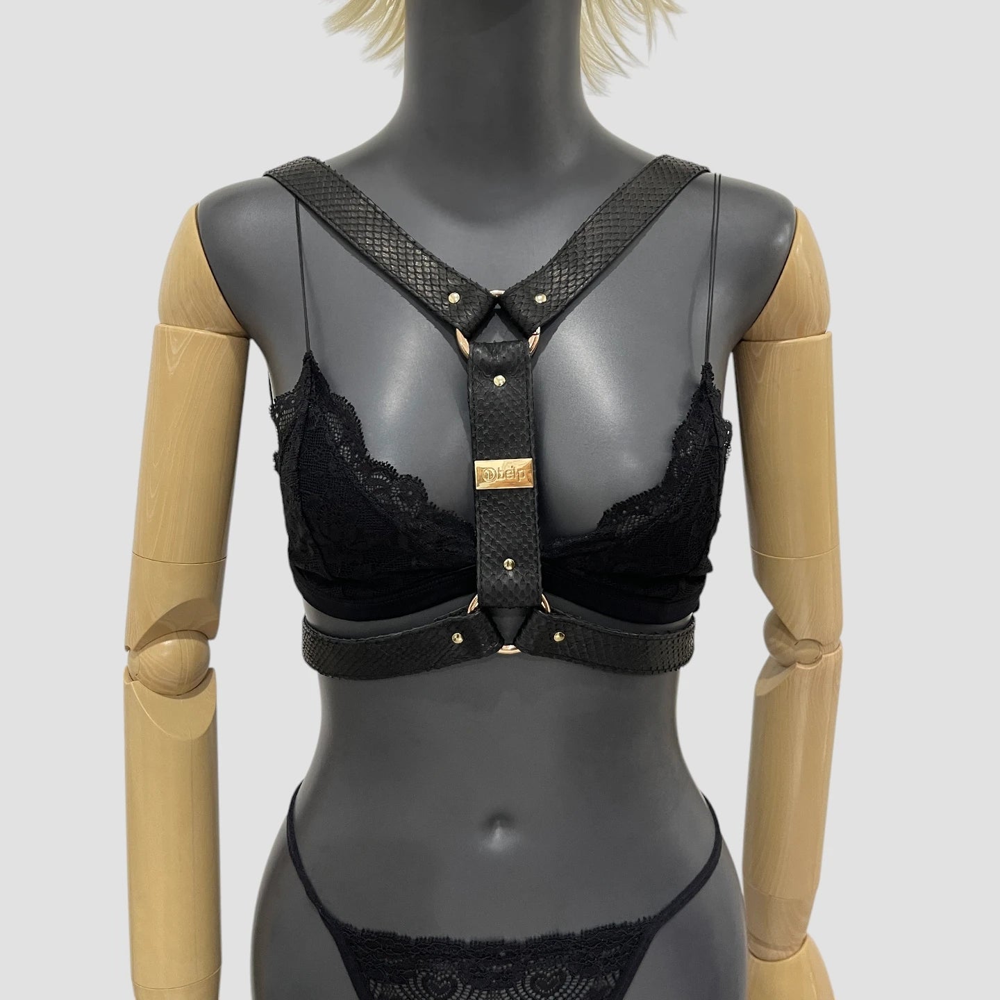 Python leather chest harness