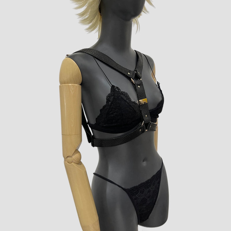 Python leather chest harness