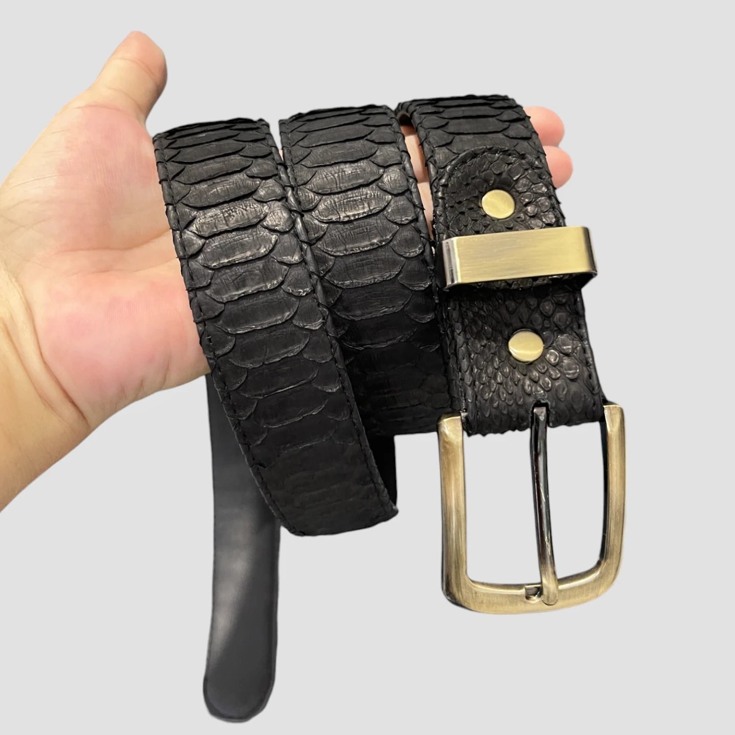 Python leather belt