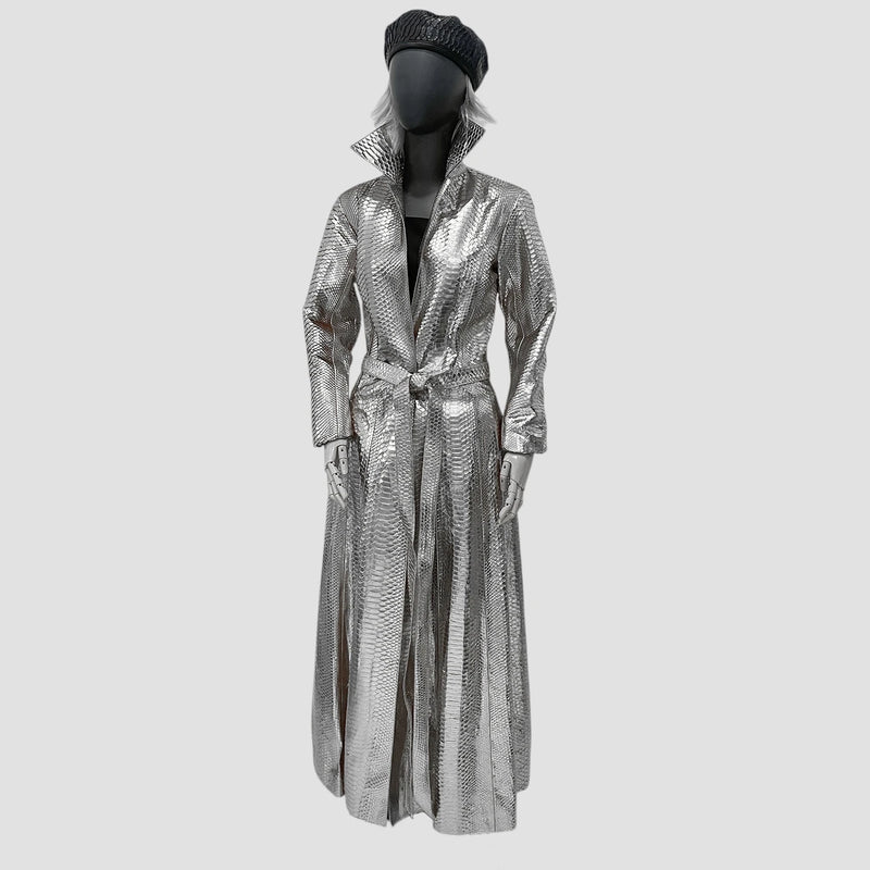 Python leather coat