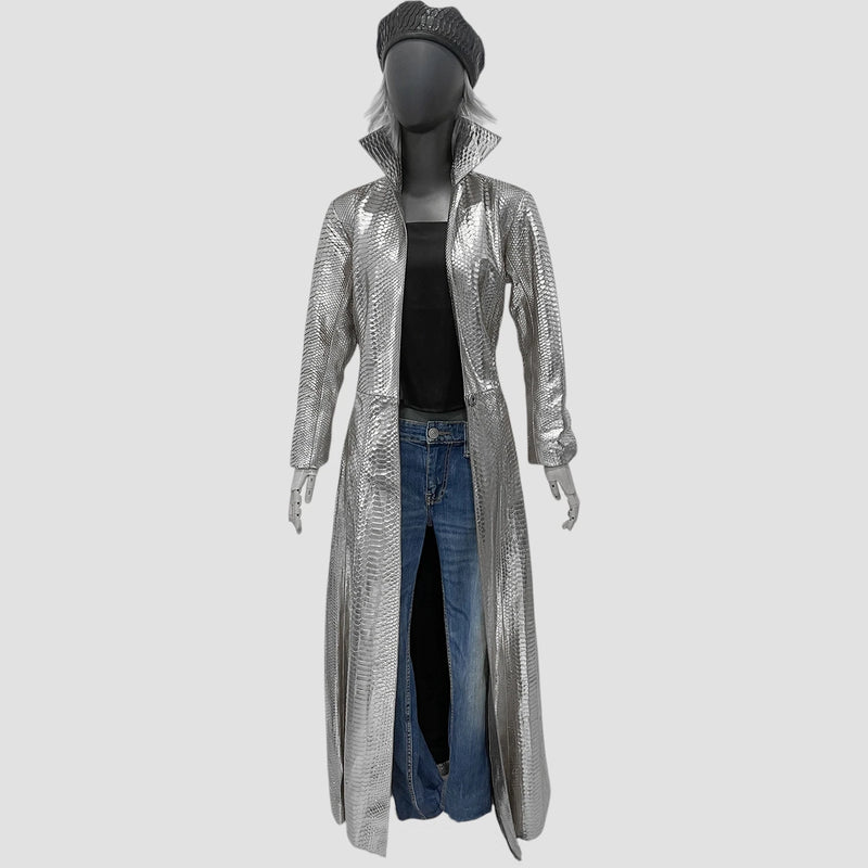 Python leather coat