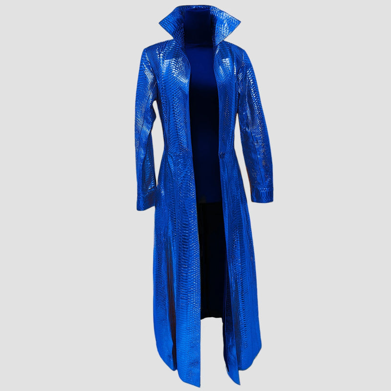 Python leather coat