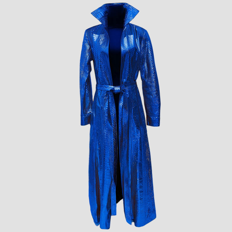 Python leather coat
