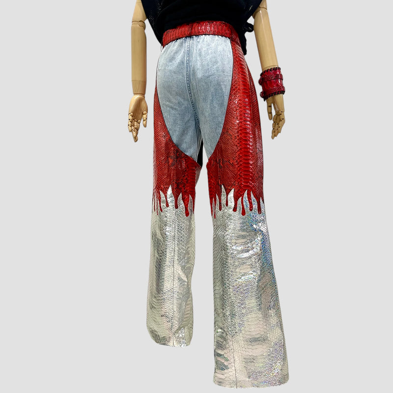 Python leather chaps pants