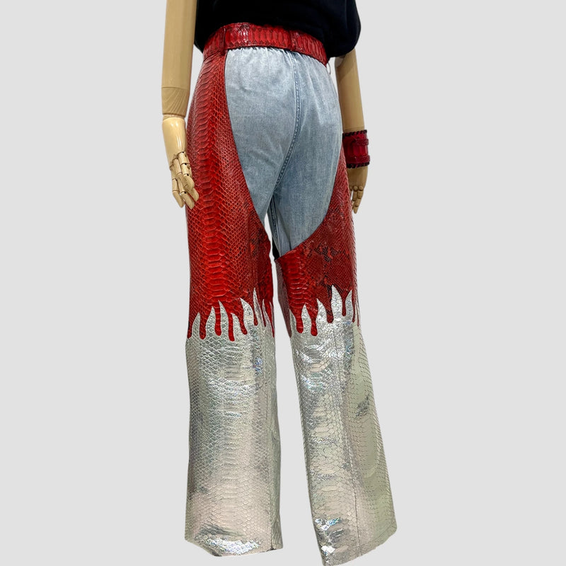 Python leather chaps pants