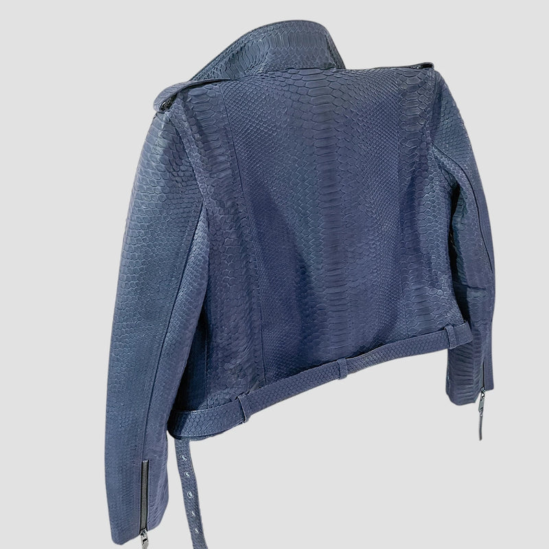 Python leather biker jacket