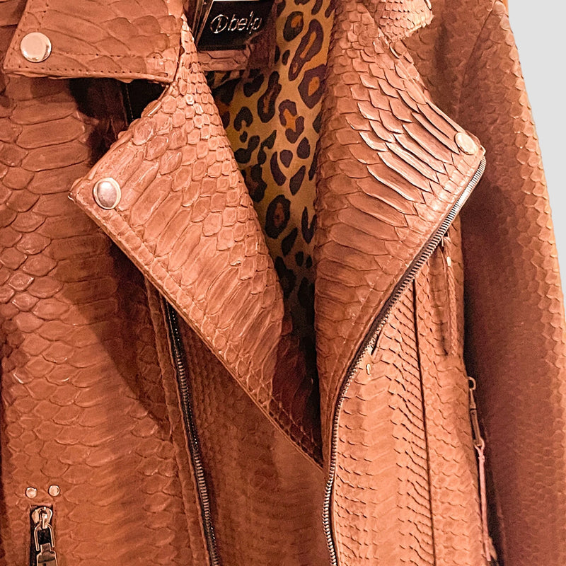 Python leather biker jacket