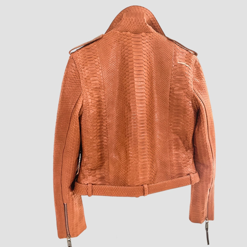 Python leather biker jacket