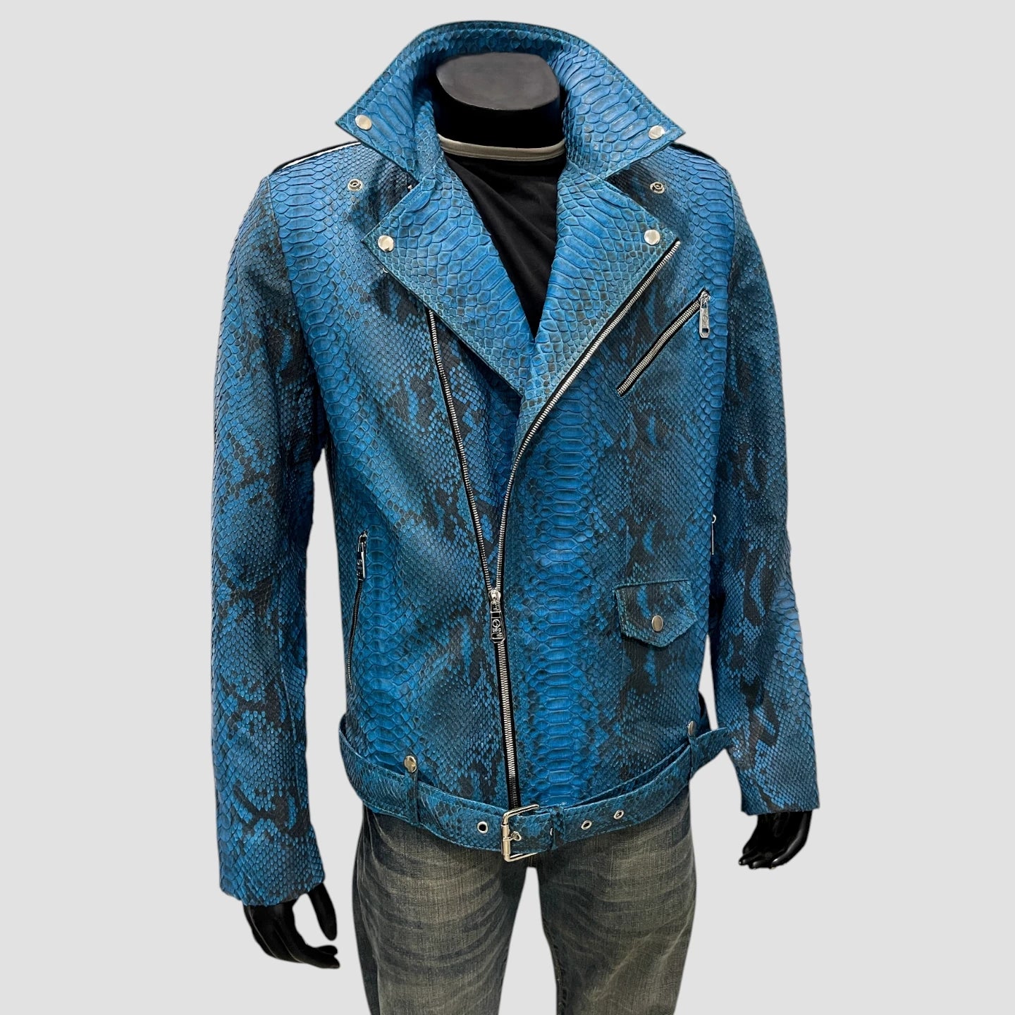 Python leather biker jacket