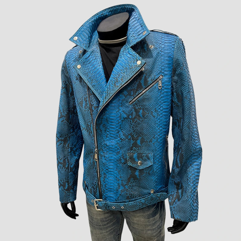 Python leather biker jacket