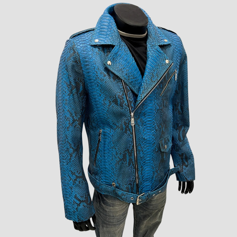 Python leather biker jacket