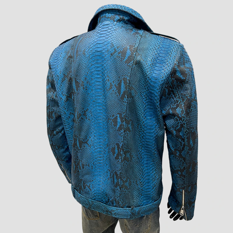 Python leather biker jacket