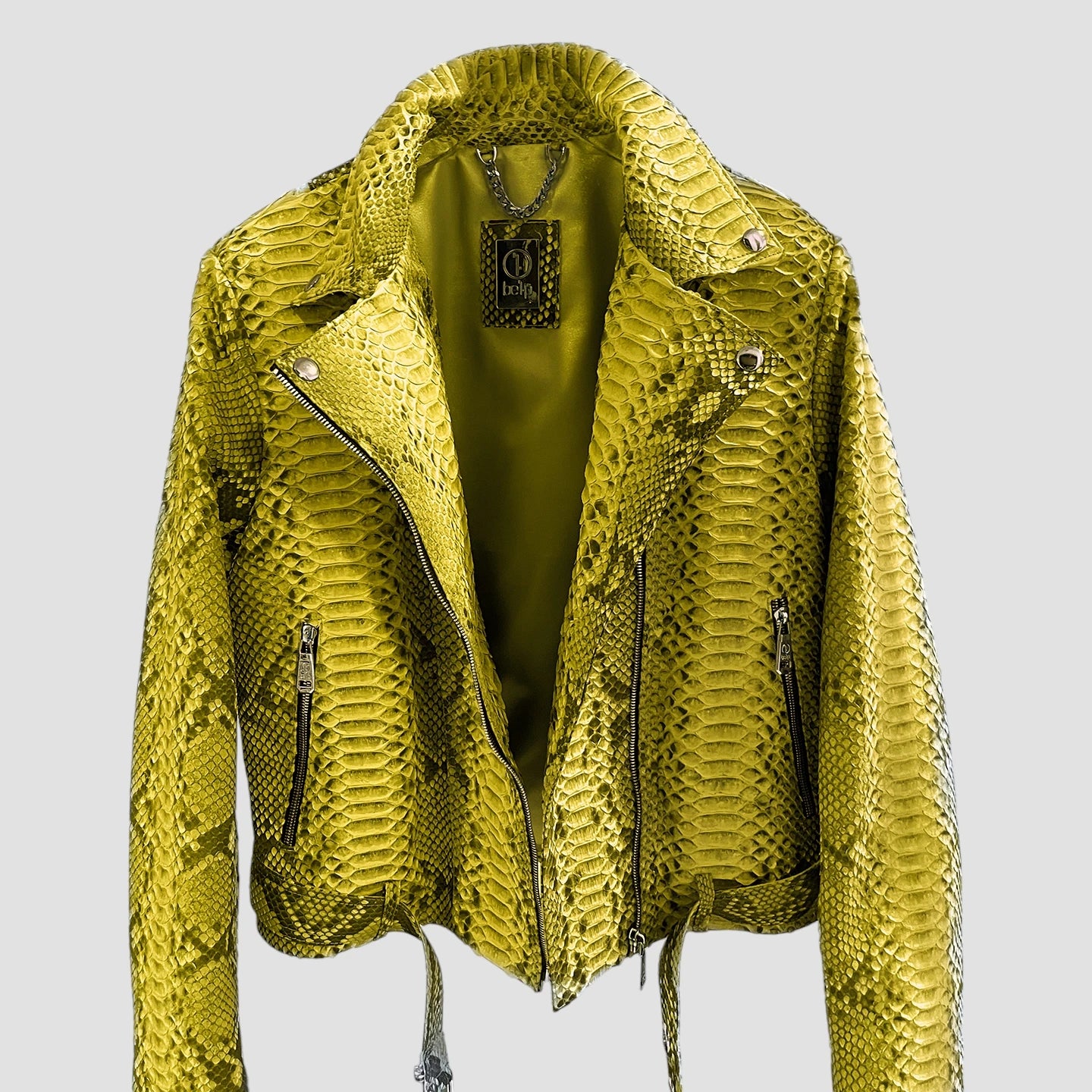 Python leather biker jacket